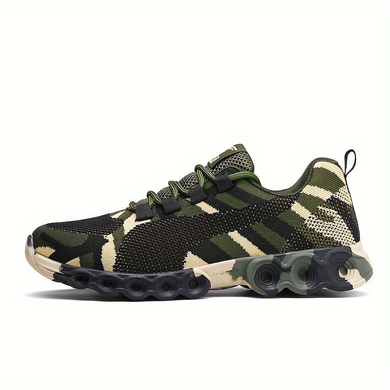 Women's Camouflage Graphic Low-top Lightweight Sports Shoes, Wear-resistant And Anti-slip Comfort Hiking Shoes, Breathable Mesh Sneakers